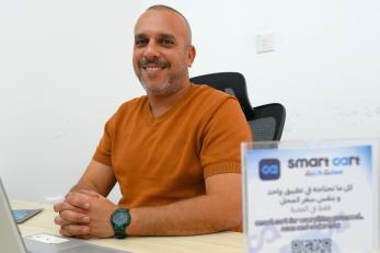 Abdullah abu-shanab at smart cart’s offices in aqaba.