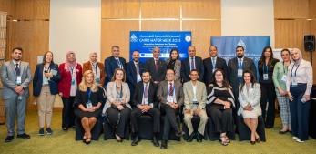 Group photo of participants at Cairo Water Week conference.
