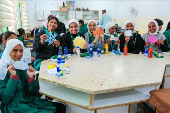 tudent engagement during the “Climate Champions” awareness sessions in Azraq, Jordan. 