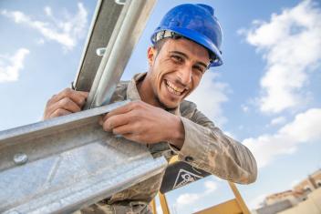 After completing a solar panel installation and maintenance training course facilitated by Mercy Corps, Laith, 23, secured a job at a reputable renewable energy company.