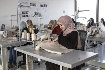 Mercy Corps supports small businesses like Teenah — a textile company that employs Syrian refugee and Jordanian women — with technical guidance and small grants, helping them grow and excel. PHOTO: Cathy Cheney for Mercy Corps