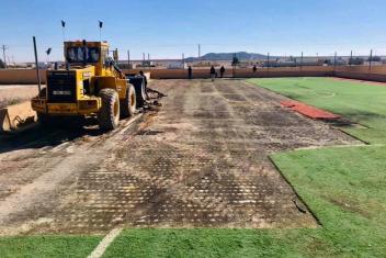 During the removal of the old turf.