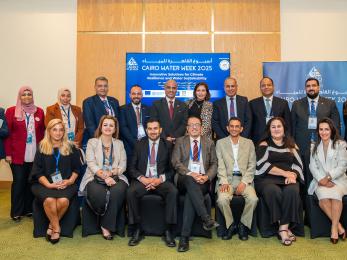 Group photo of participants at Cairo Water Week conference.