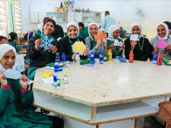tudent engagement during the “Climate Champions” awareness sessions in Azraq, Jordan. 